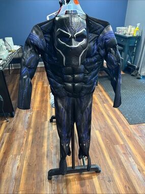 Black and Purple Superhero Kids Costume with Muscle Torso